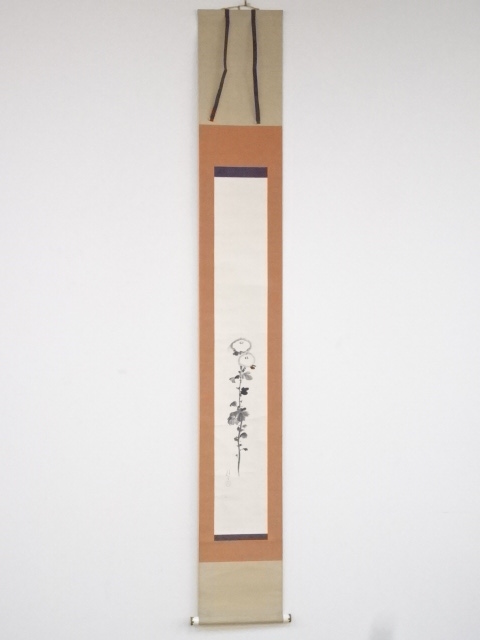 JAPANESE HANGING SCROLL / HAND PAINTED / CHRYSANTHEMUM